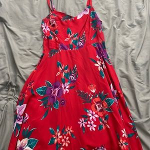 Red floral dress for summer